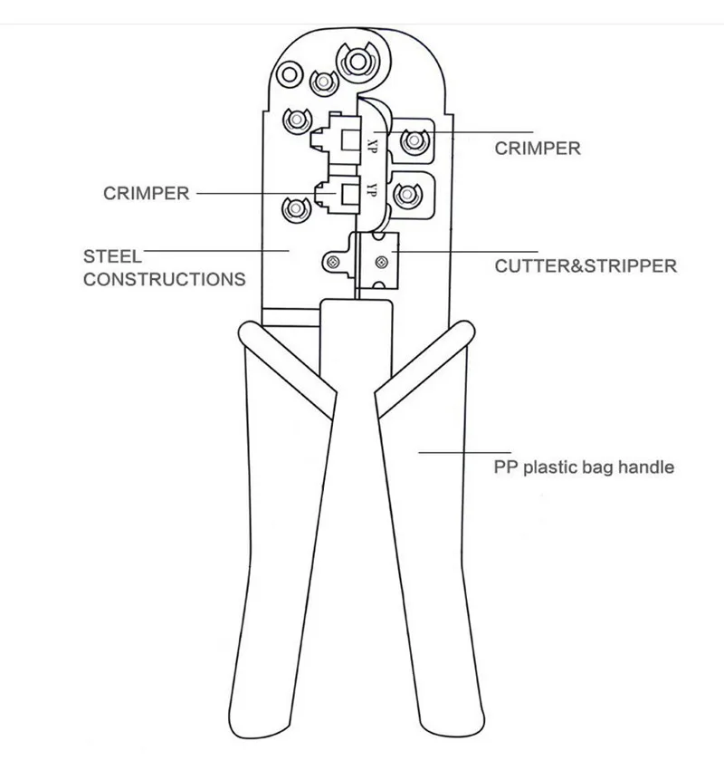 Mainpoint Новый Портативный локальной сети обжимные клещи для зачистки кабеля нажав