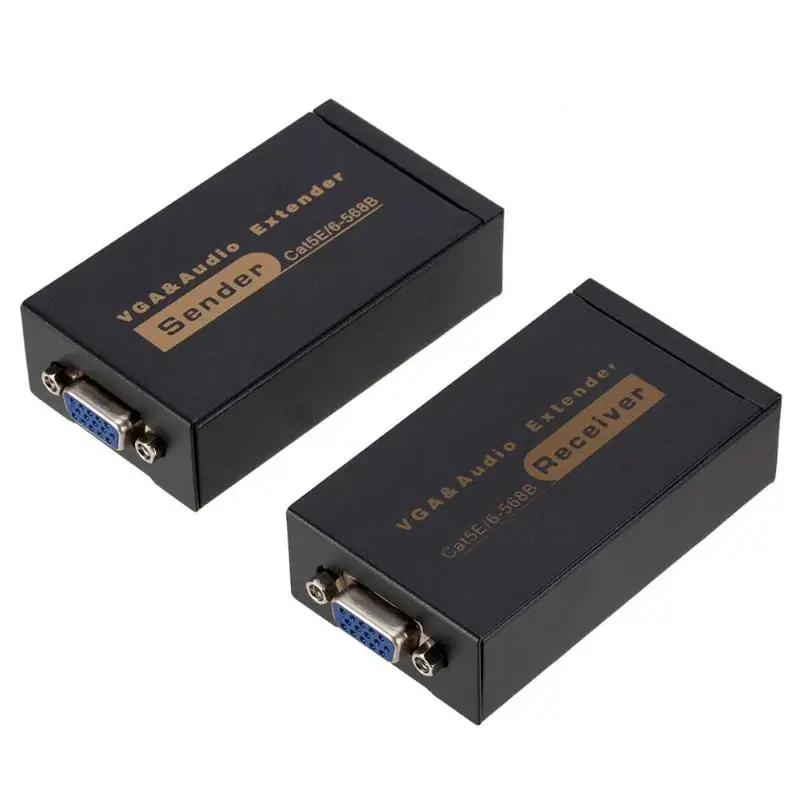 

VGA Network Video Extender Booster Sender 1080P 100m RJ45 CAT6 Transmitter Receiver Adapter with Audio Signal for HDTV Hot Sale