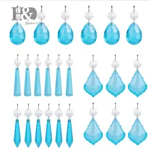 H& D 24 шт. небесно-голубые хрустальные бусины подвески люстра Занавес цепь лампы Призмы для Центральные элементы свадебной вечеринки украшения