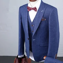 Жених костюмы мужской Летние костюмы Свадебные 1 предмет синий костюм