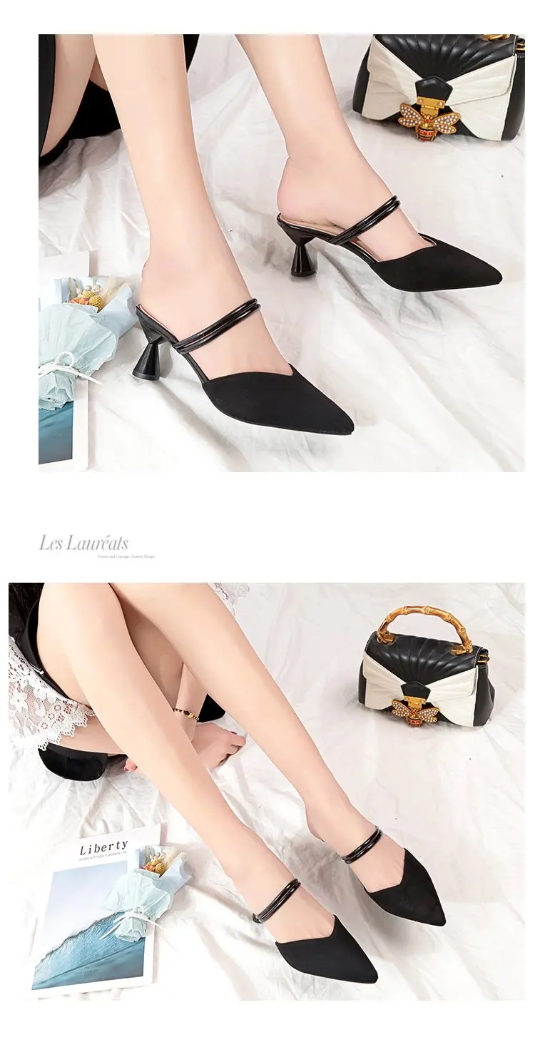 Женские босоножки с острым носком на среднем каблуке; простая Женская обувь в Корейском стиле; элегантная летняя дышащая обувь для отдыха в стиле ретро; подходит ко всему