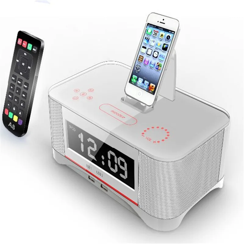 

New Coming Multi-function i-Phone5 docking alarm station speaker A8 with advanced NFC for iphone/Samsung