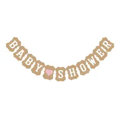 Lovely Baby Shower kraft Бумага гирлянды его для маленьких мальчиков и девочек вечерние Shower Вымпела флаги баннер Babyshower крещение украшения