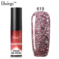 Ellwings блеск звезды diamond uv гель Лаки Soak Off Гели для ногтей лак БЛЕСК Платиновые длительный Дизайн ногтей лак