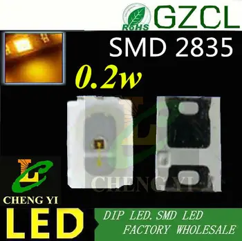 

Free shipping Yellow 0.2w PAR light diode 2835 package smd led 14-18M 2835 led
