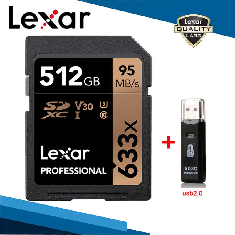 Lexar 633x SD карты памяти SDXC UHS-I V30 U3 класс 10 карта 512 ГБ 256 ГБ 128 Гб 64 Гб высокоскоростная память SD карты для камеры - Емкость: 512G Card-C296