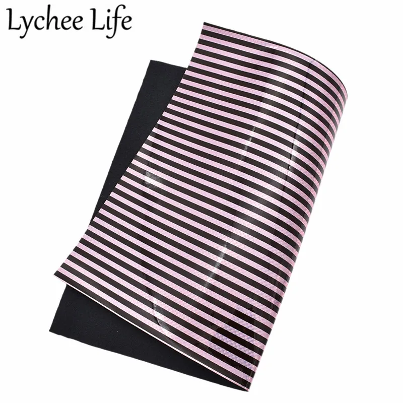 Lychee Life Синтетическая кожа Переливающаяся кожаная ткань A4 цветная полосатая искусственная ткань DIY Ручная работа швейная одежда аксессуары
