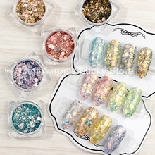 1 горшок шестигранные разноцветные Блестки для ногтей хлопья гель для ногтей с блёстками порошок для ногтей пыль ногтей Блестки для дизайна ногтей украшения Новое поступление