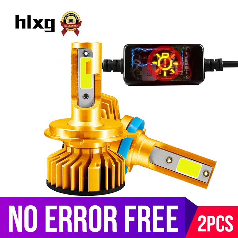 Hlxg 2 шт. мини H1 H11 HB3 HB4 9006 H4 H7 светодиодные CANBUS Ошибка Бесплатный комплект анти emc