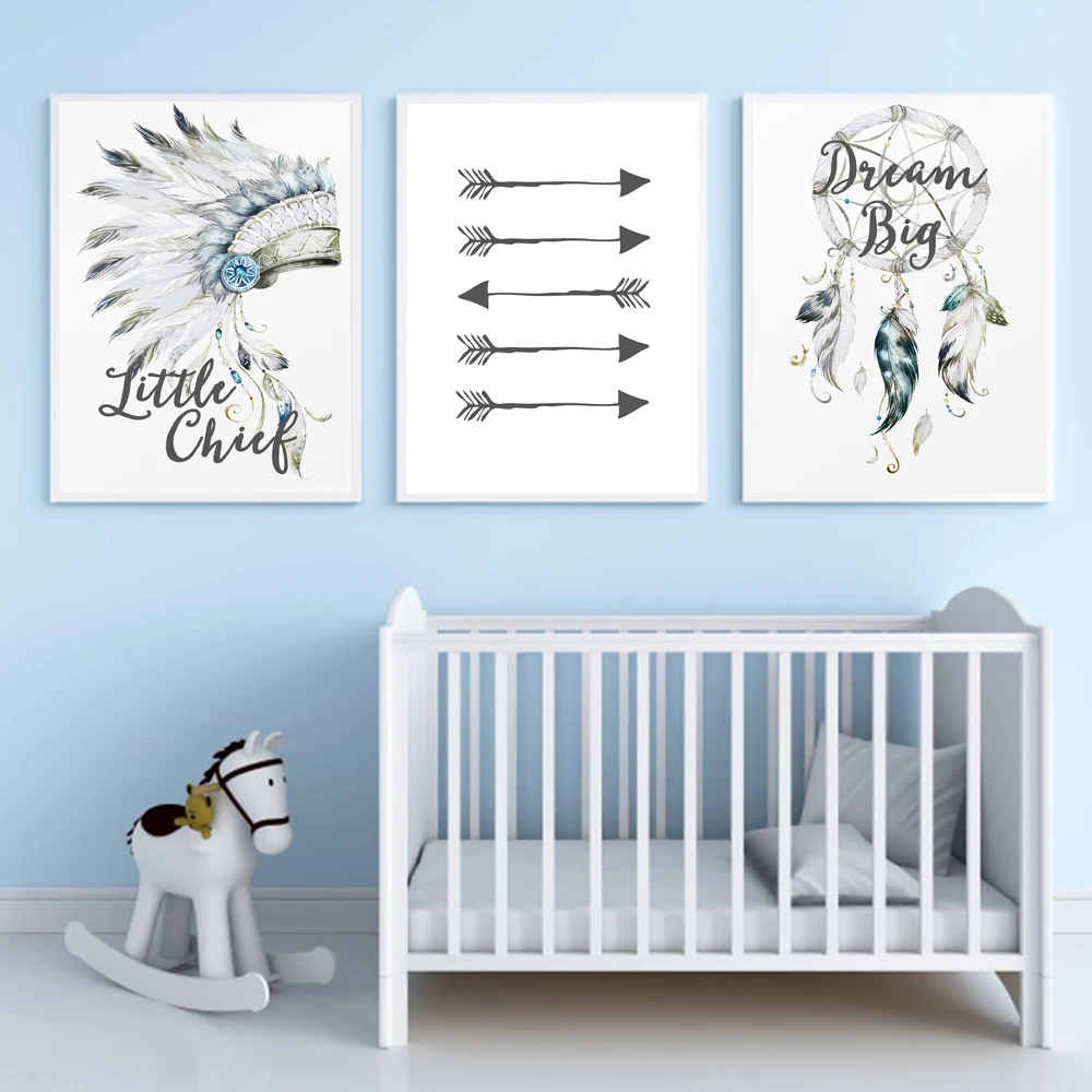 

Cartoon Arrows Dream Catcher Feather Poster HD Printed on Canvas Living Room Wall Art Picture Nursery Prints Home Decor Painting