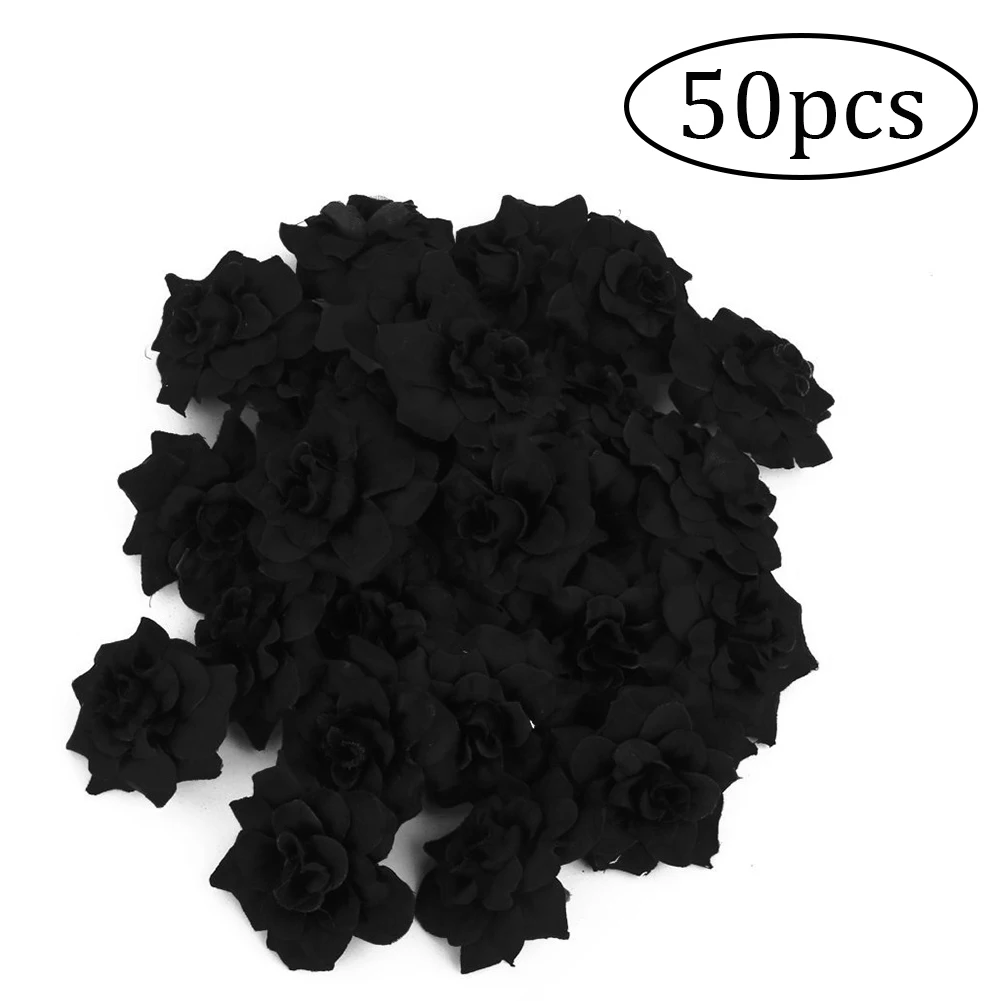 Beautiful Artificial Rose Flower For Wedding Headwear 4.5Cm 50Pcs Black | Дом и сад