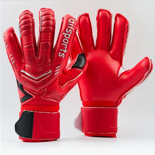 Мужские профессиональные вратарские перчатки с сильной защитой пальцев футбольные утолщенные латексные вратарские перчатки De Futebol вратарские перчатки - Цвет: Красный