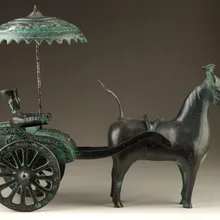 Изысканная китайская Винтажная Коллекция ручной работы старинная бронзовая яркая уникальная статуя вагона