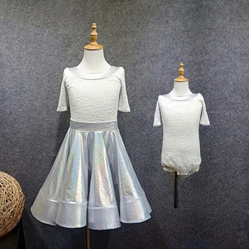 

Latin Dance 2019 New Clothes Children's Costumes Laser Fish Bone Skirt Lace Jumpsuit Children's Performance Suit