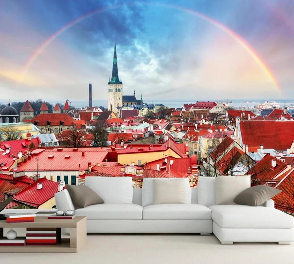 Häuser regenbogen dach städten foto gebäude tapete wohnzimmer tv wand schlafzimmer café restaurant bar wall