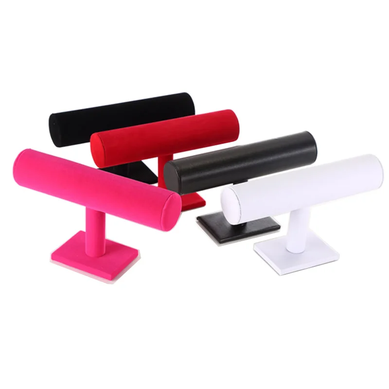 

Black Velvet Bracelet Chain Watch T-Bar Rack Jewelry Hard Display Stand Holder Jewelry Organizer Hard Display Stand