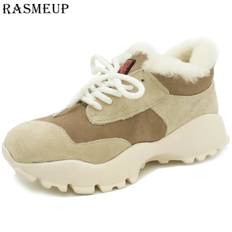 Baskets Véritable D'hiver Cuir Femmes Rasmeup 2018 Fourrure En De GqUMzSVp