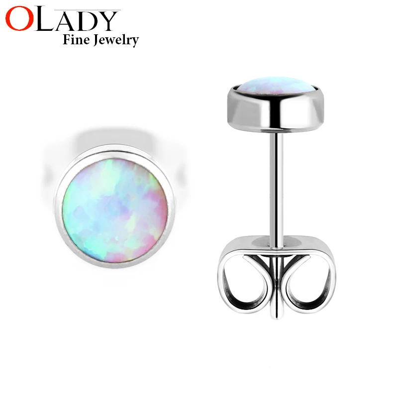 Titanium Opal Earrings Titanium Stud Earrings Titanium Jewelry