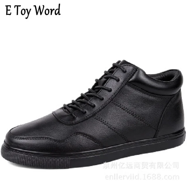 

E Toy Word Men Winter Boots With Fur Shoes Lace Up Warm Snow Boots For Men High Quality Leather Shoes Luxury Ankle Boots Shoes