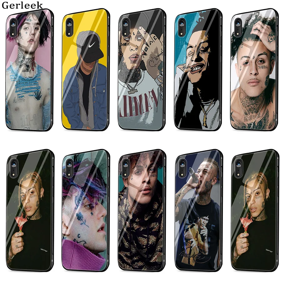 

Tempered Glass Case Lil Skies Lil Peep Colourful Style Cover For iPhone 6 6s 7 8 X XS XR Max 5 5s SE Shell