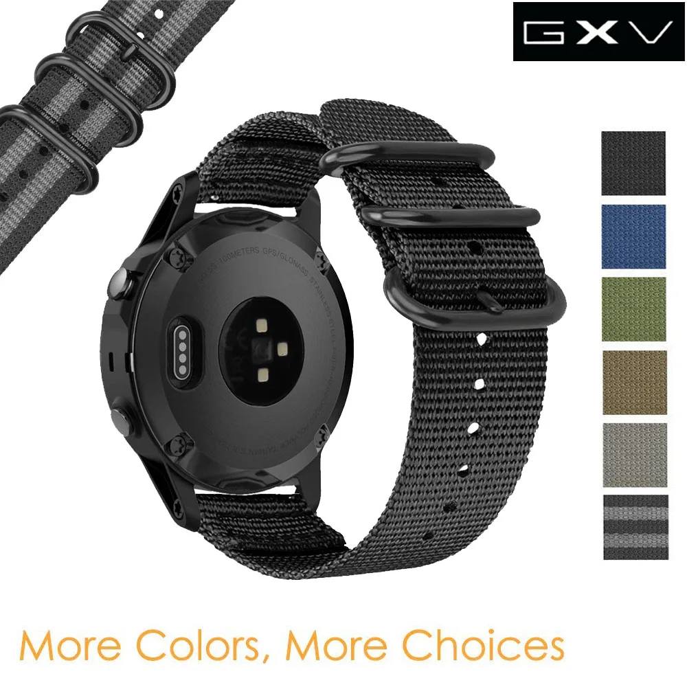 GXV 20 мм Премиум Nato нейлоновый ремешок 3 кольца для часов Garmin Fenix 5S/5S Plus/Vivoactive 3/Forerunner