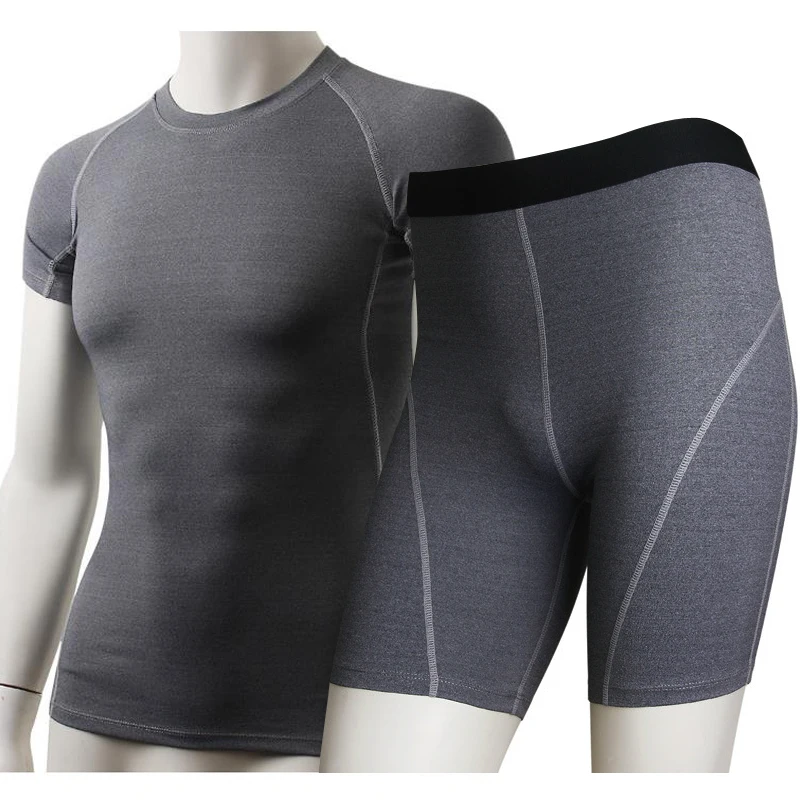 

Mens New Compression Tights Running Set Quick Dry Gym Fitness Tracksuit Short Sleeve T-Shirt Demax Shorts Yoga Men's Sportswear