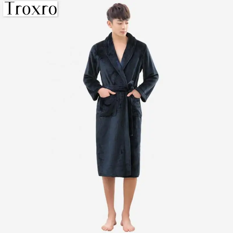 Bathrobe Men Long Sleeves Robe Regular Sleeve Bathrobes Man Thickening