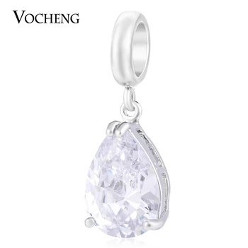 

10pcs/lot Wholesale Endless Charms Clear CZ Stone Charms Water Drop Interchangeable Jewelry Brass Material VC-138*10