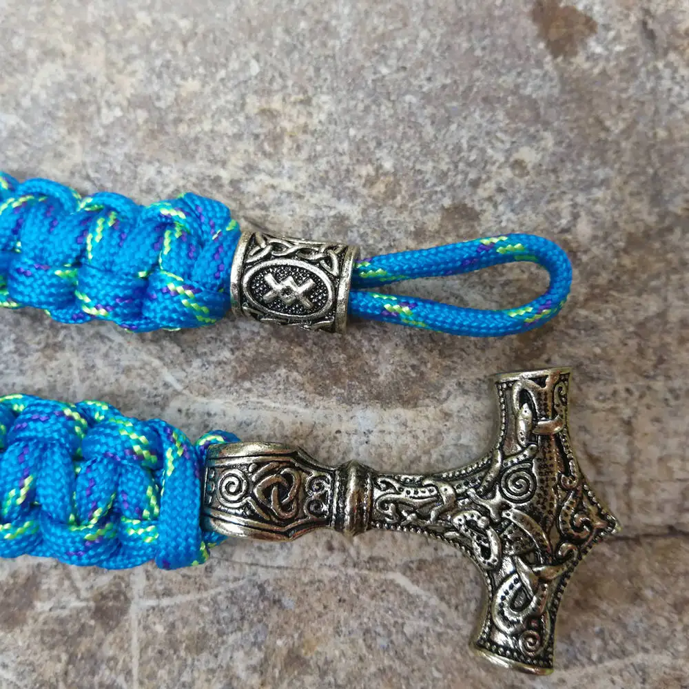 

Dropshipping 1pcs Viking Bracelet Handmade Thor's Hammer Mjolnir Bracelet Viking Scandinavian Norse Bracelet Men Gift