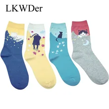 5 пар/лот, женские носки, разноцветные, милые, с котом, Харадзюку, с животным дизайном, Женские повседневные хлопковые носки, Meias, чулочно-носочные изделия, рождественские носки