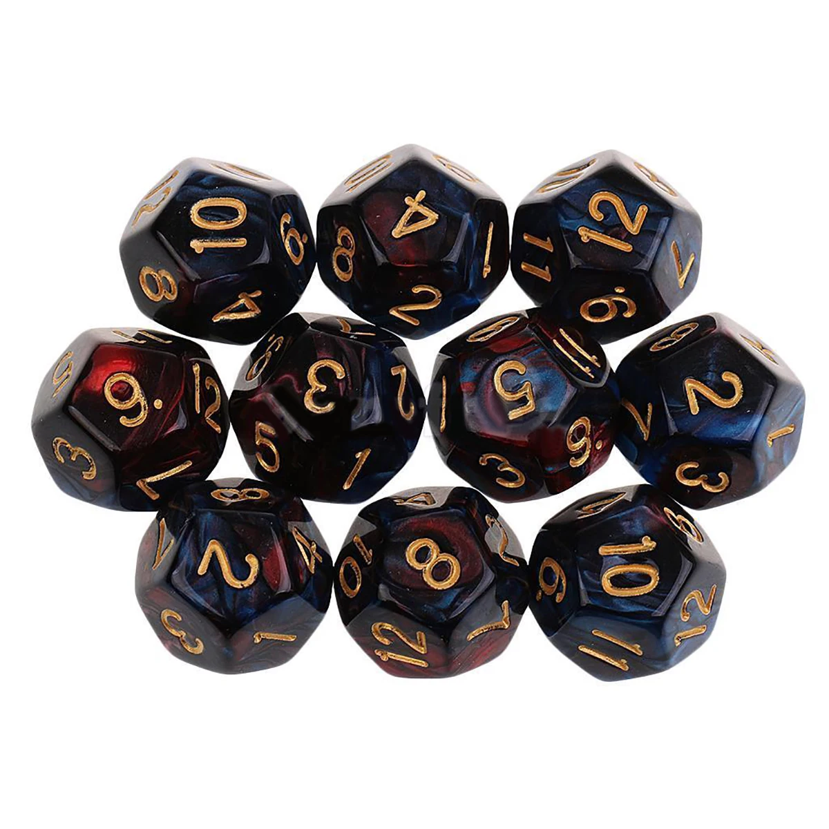 

Hot Sales 10pcs/Set Colorful D12 Dice For Dungeons Dragons Dice Set Acrylic Polyhedral 12 Sided Drink Digital Dice 7 Colors
