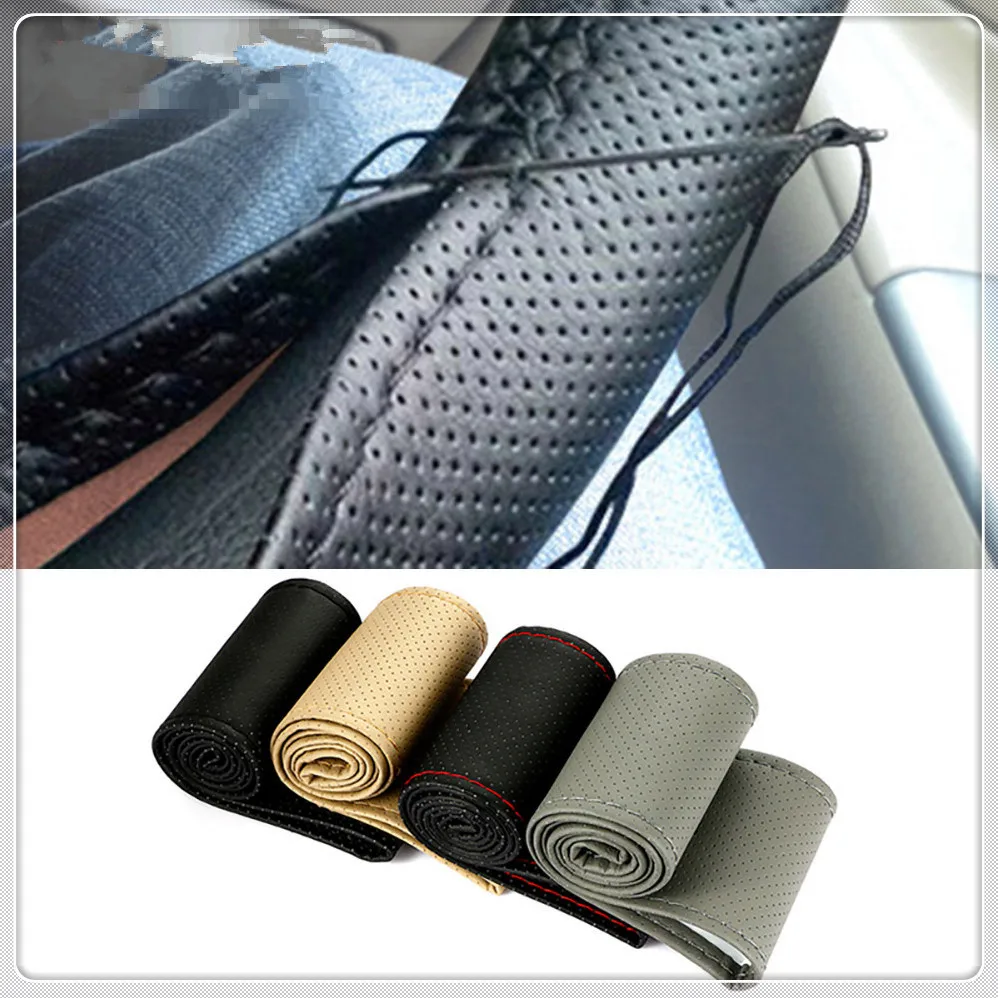 

Car Braid Wheel Steering Cover Thread leather 38cm Auto for Suzuki Aerio Ciaz Equator Esteem Forenza Forsa Grand