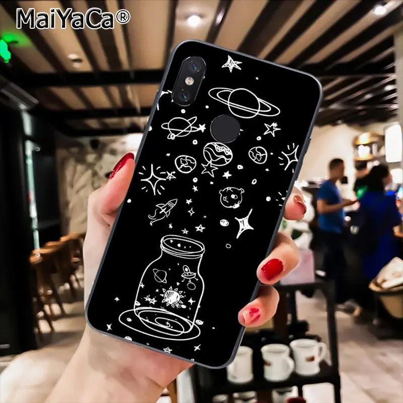 A10 MaiYaCa черный с белой Луной и звездами космический астронавт PhoneCase для Xiaomi Redmi8 4X 6A S2 7A 6A Redmi 5 5Plus Note5 7 Note8Pro - Цвет: A10