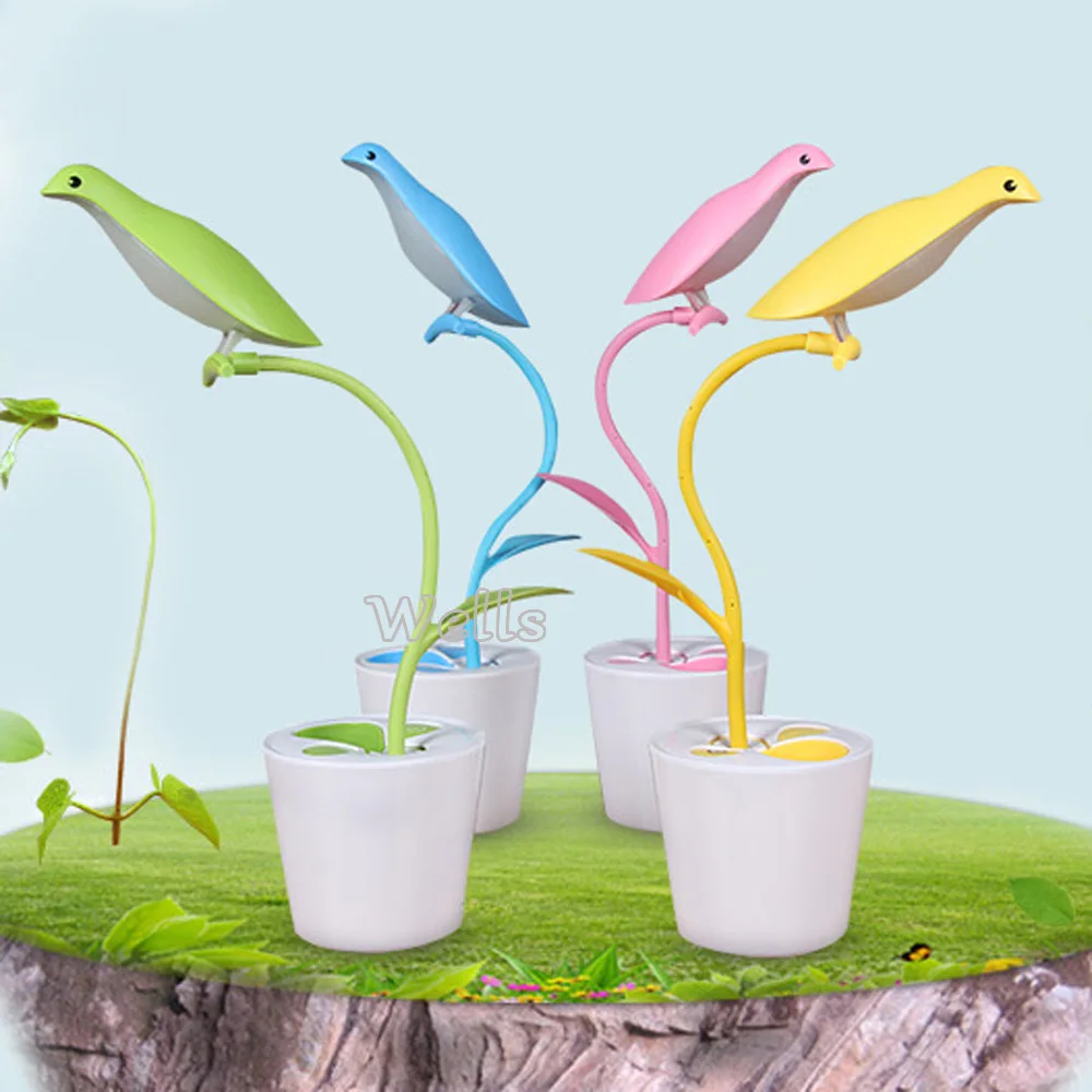 

Rechargeable LED Table Lamp with bird Dimmable Night light Adjustable Brightness and pen container Desk Lamp for Kids' gift
