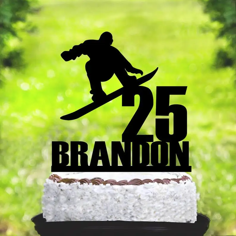 

Winter Sports Cake Topper,Snowboard Party,Male Snowboarder Decor Snowboard Cake Topper,Birthday Cake Topper,Personalized Cake To