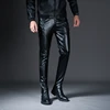 New Winter Mens Skinny Biker Leather Pants Fashion Faux Leather Motorcycle Trousers For Male Stage Club Wear ► Photo 1/6