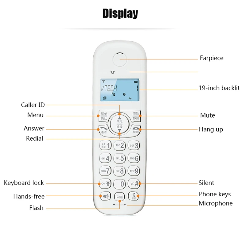 2.4 جيجا هرتز DECT6.0 bluethooth مكتب هاتف المنزل اللاسلكي الأرضية مع واحد اثنين أجهزة بلوتوث اللاسلكية