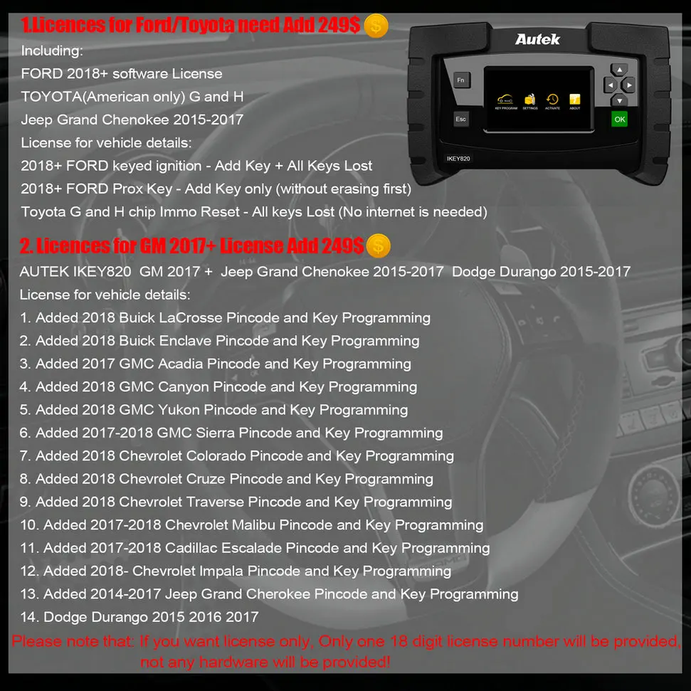 Autek iKEY820 Auto Key Programmer Professional Pin Code Reader Immobilizer Car Key Programming Diagnostic Tool For All Key Lost