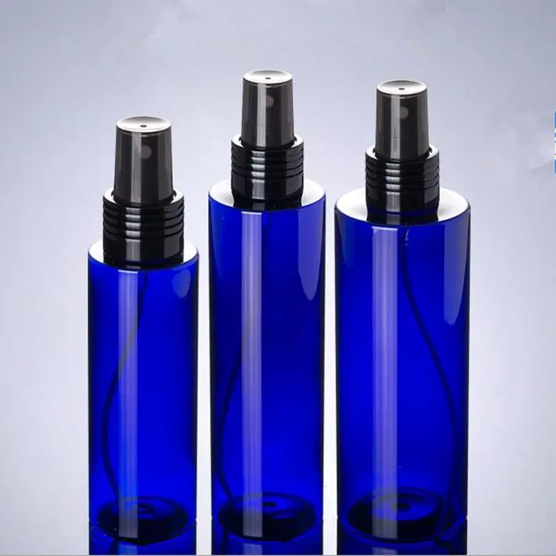 New Arrivel 100ml 200ml 250ml blue Empty PET Bottle blue Flat Shoulder Plastic spray Bottle F20171882