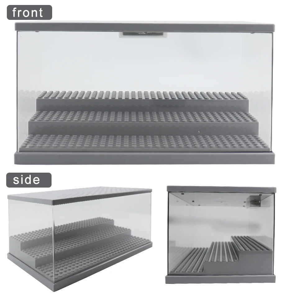 3 pasos LED luz USB Cable acrílico antipolvo tablero figuras de acción caja de exhibición bloques d