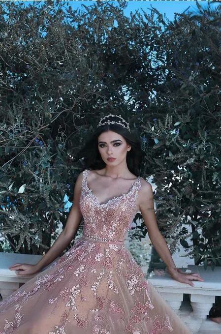 2018-arabic-v-neck-lace-a-line-evening-drsses-sleeveless-sheer-tulle-applique-beaded-formal-long-party-prom-dresses