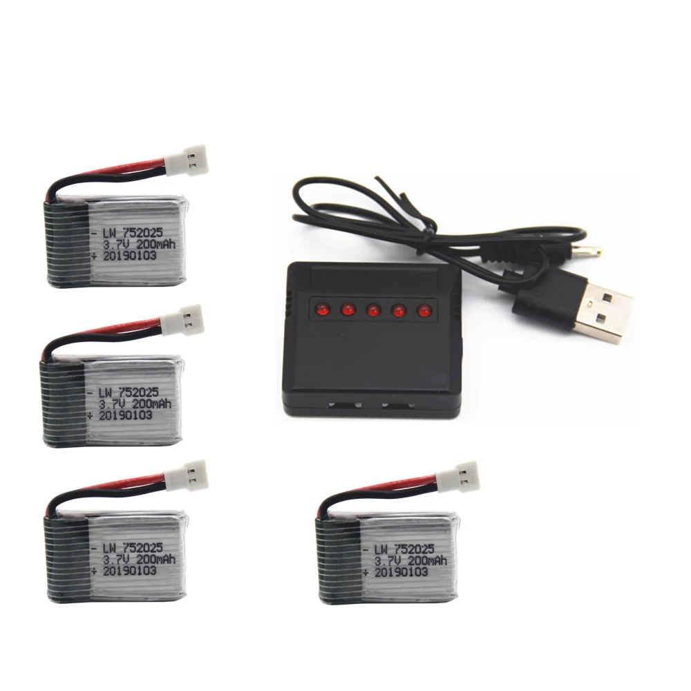 

Syma X4 X11 X13 RC quadcopter 3.7V 200mah Li-po battery*4pcs+5 in 1 charger box
