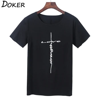 

Summer New Love Strength Printed Basic T Shirt Women O-neck Short Sleeve T-shirt Kawaii Tops Women Plus Size Loose Tee Shirt