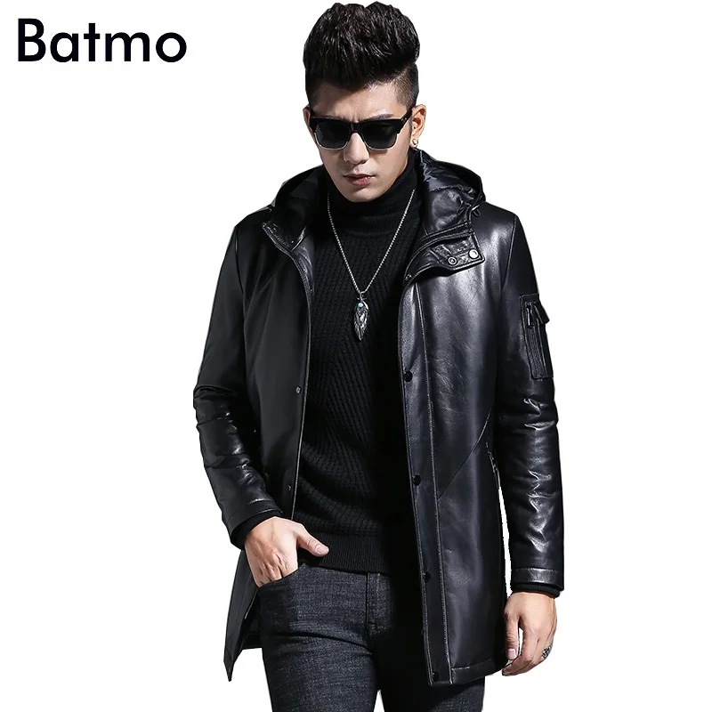 Batmo 2019 Новое поступление Зима Высокое качество Овчина белый утиный пух с капюшоном мужская куртка, повседневное мужское теплое пальто