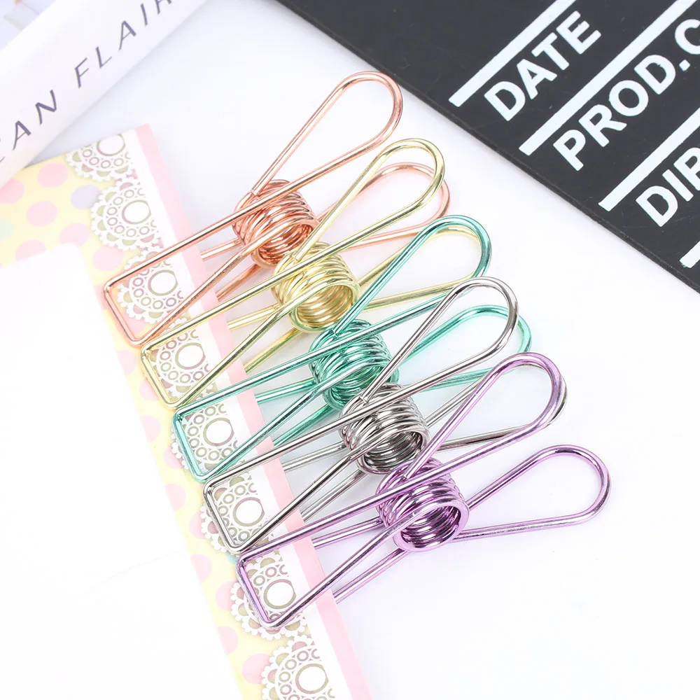 

Mixed Color!!! 5PCS Fashion Novelty Solid Color Metal File Clips Album Binder Paper Clips School Stationery Office Supplies