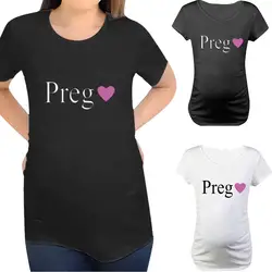 Одежда для беременных женская с коротким рукавом для беременных с буквенным принтом с мультяшным принтом топы для беременных Одежда для
