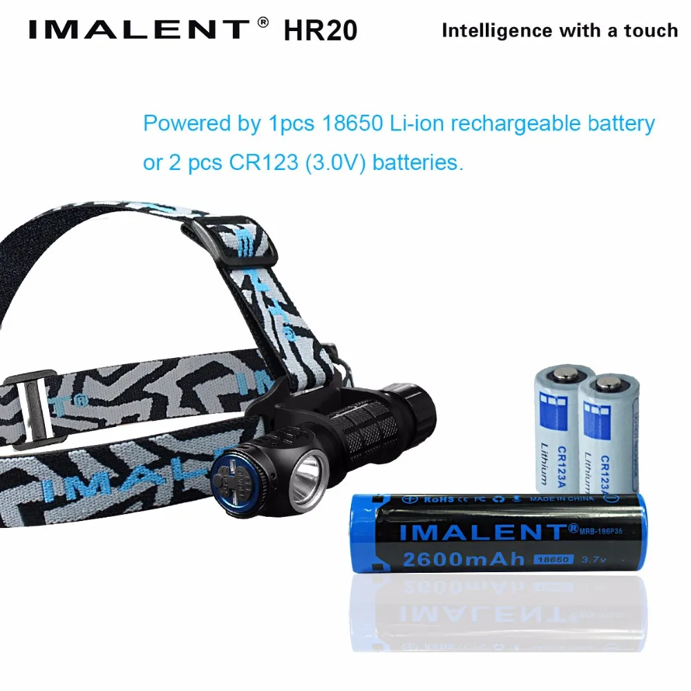 

IMALENT HR20 Headlight CREE XP-L HI LED 1000 lumens USB rechargeable Headlamp by 18650 Battery