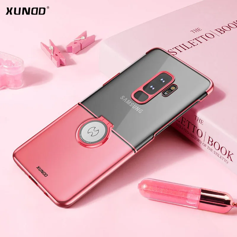 

Xundd Transparent PC Case For Samsung Galaxy S9 Plus Note 9 S9 Phone Case with Magnetic Metal Ring Holder stand function newest