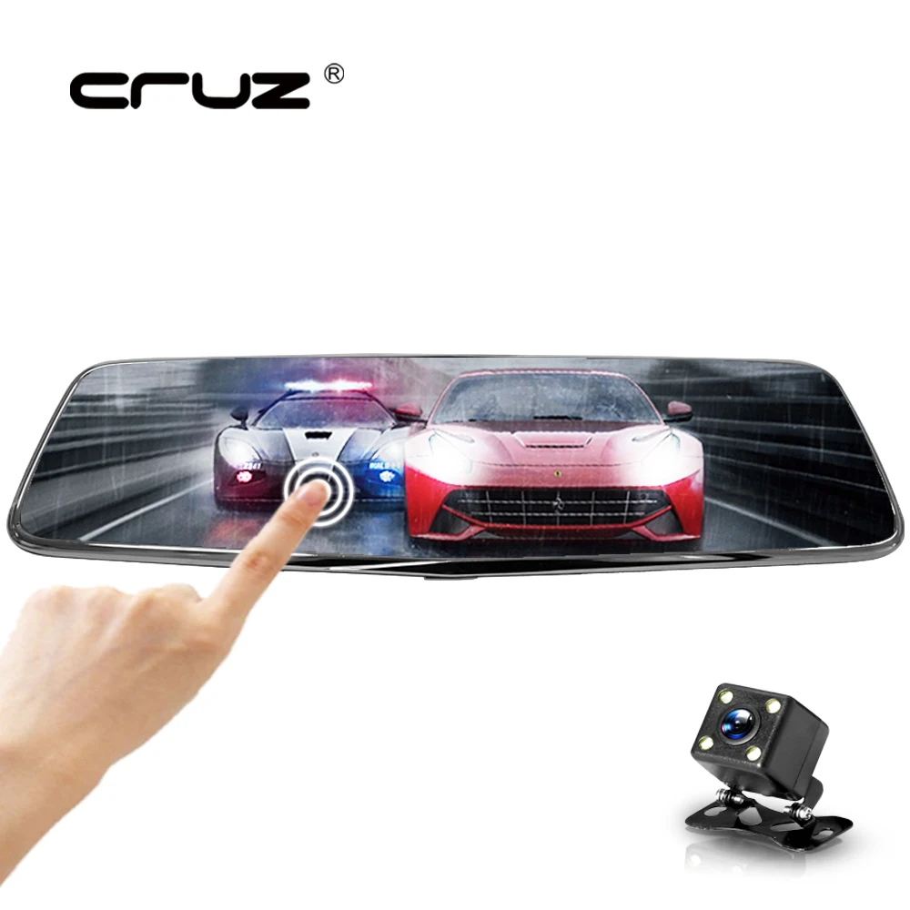 

CRUZ 8 inch Car DVR Dual Lens Camera Full HD 1080P Video Recorder Rearview Mirror With Rear view DVR Dash cam Auto Registrator