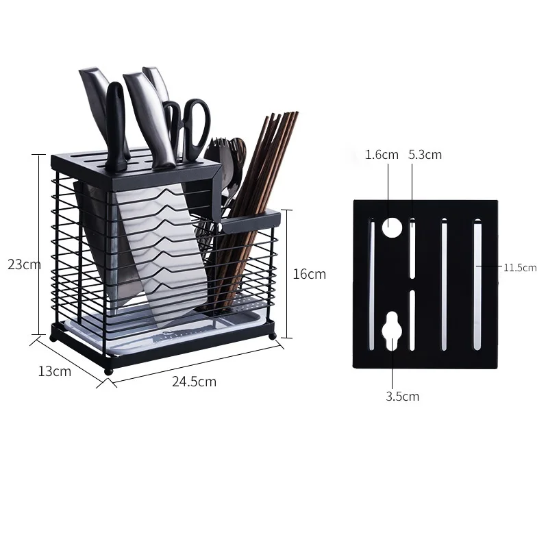  304 Stainless Steel Kitchen Knife Holder Block Scissor Knives Stand Tableware Storage Rack Sharpene - 32993433893